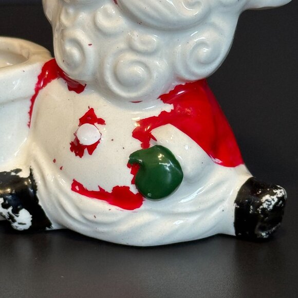 Vintage Santa Claus Ceramic Candle Holders Set Of 2 Festive Christmas Decor Red - Picture 9 of 16